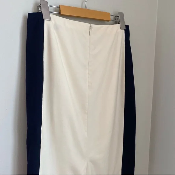 J. Crew Colorblock Wool Pencil Skirt Cream Black Size 4 Office Career - Picture 4 of 9
